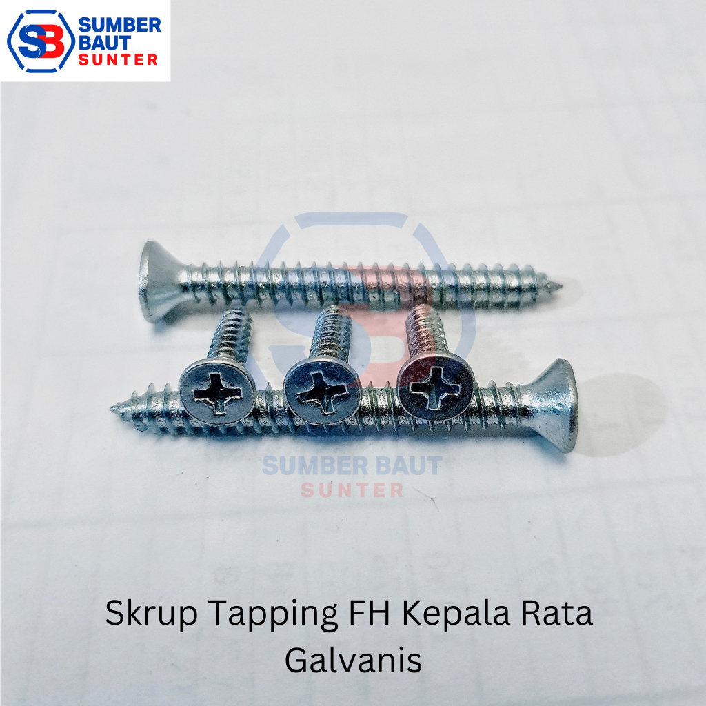 Jual FH 6x1/2 Tapping Screw isi 100 - Skrup Kepala Rata 6 x 1/2 ...