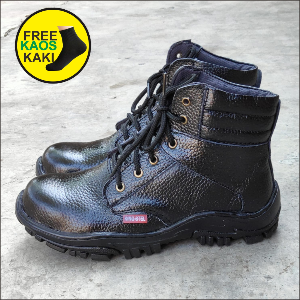 Jual Sepatu boots Safety Pria Bahan Kulit Asli Hitam Cocok untuk ...