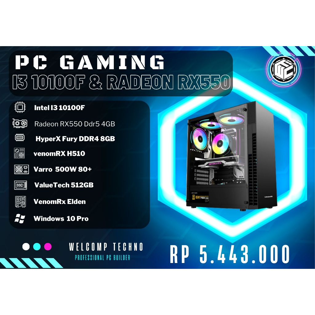 Pc ITX Gamer Arena Setup / AMD Athlon 3000G / RX 550 4GB / 8GB Ram