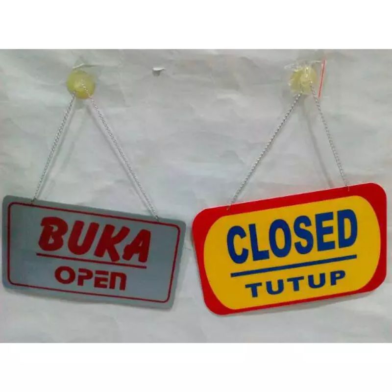 Jual Sign Board Label Plat Buka Dan Tutup Open Closed Close Tanda Papan ...