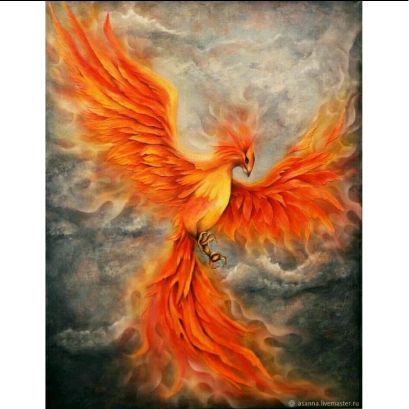 Jual hiasan dinding lukisan cetak burung Phoenix plus bingkai ukuran 85