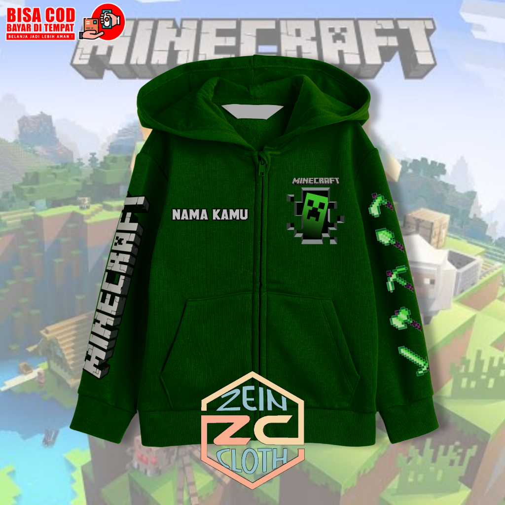 Jual Jaket Hoodie Zipper Anak Minecraft Logo Hoodie Sweater