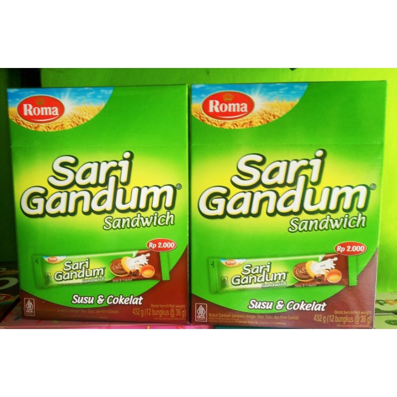 Jual Sari Gandum Sandwich 1 box isi 12 pcs (packing kardus) | Shopee ...