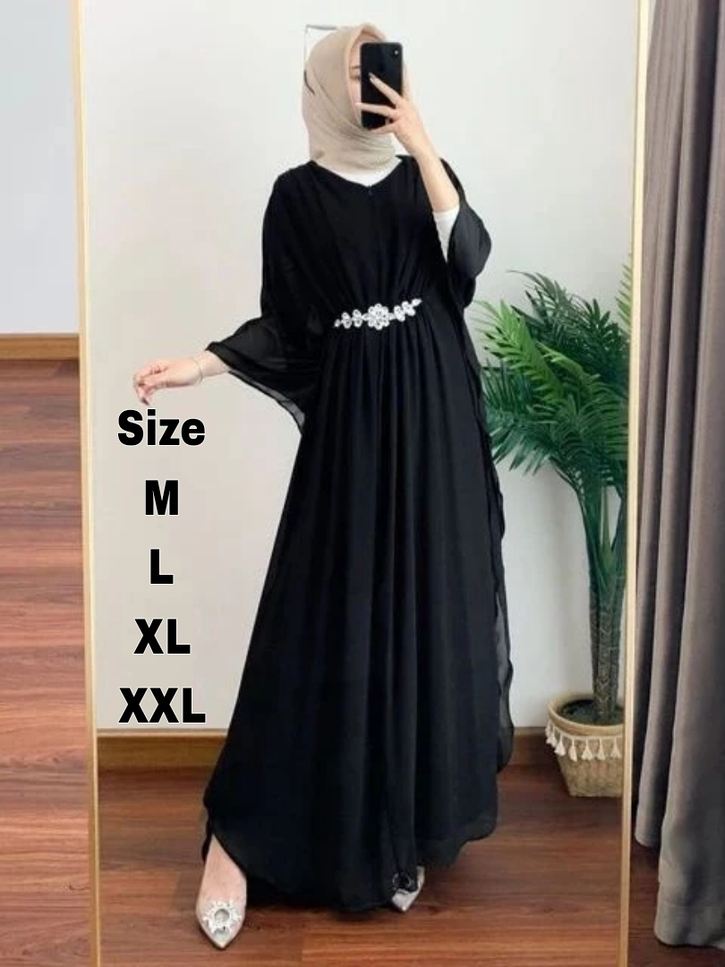 Jual Shabira Kaftan / Gamis Ceruty Baby Doll Full Furring Di Bagian ...