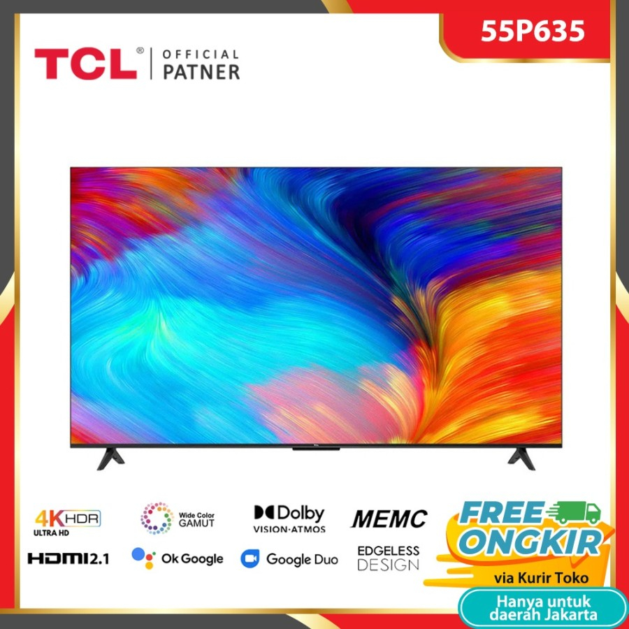 Jual TCL 55P635 55 Inch UHD 4k Smart Android Google TV 55" Bezelless ...