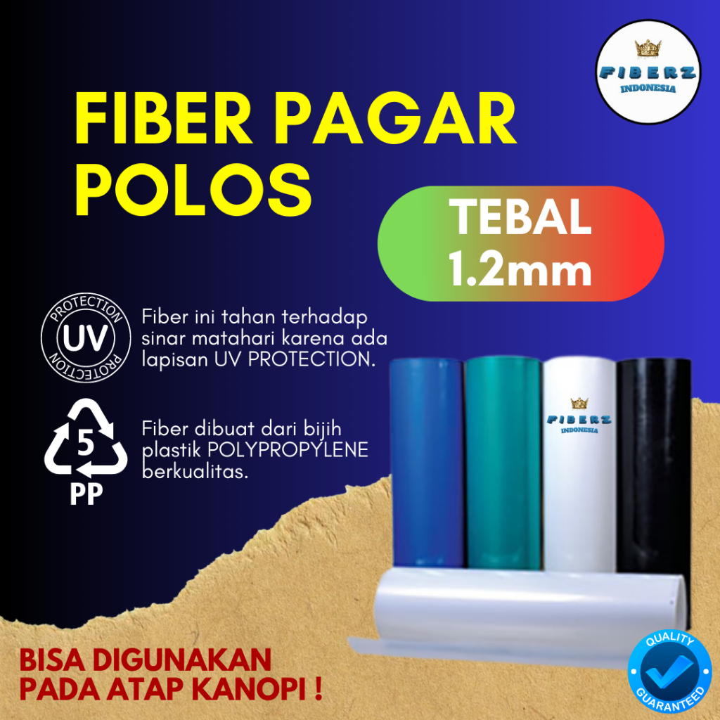 FIBERZ - Fiber Plastik Penutup Pagar & Kanopi POLOS TEBAL 1.2mm Meteran