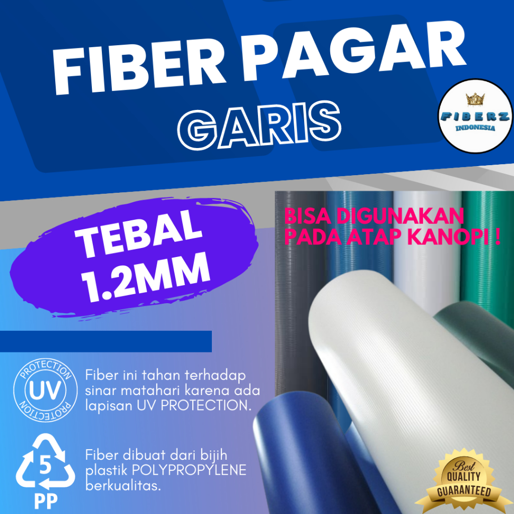 FIBERZ - Fiber Plastik Penutup Pagar & Kanopi GARIS TEBAL 1.2mm Meteran