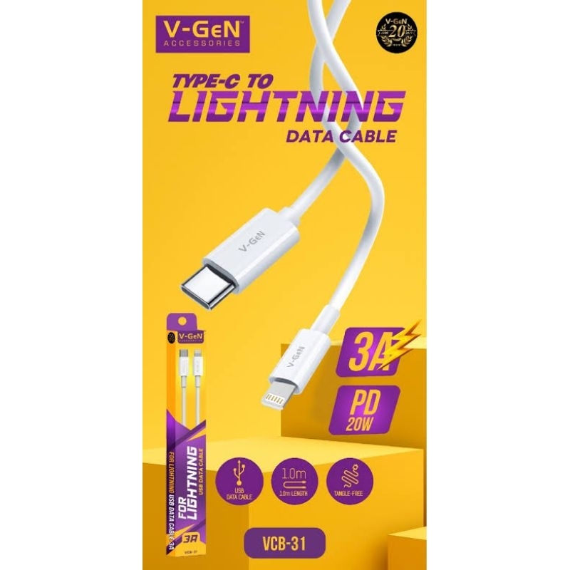 Jual Kabel Data V Gen Type C To Lightning Vcb Kabel Charger Casan V Gen A Pd Shopee Indonesia