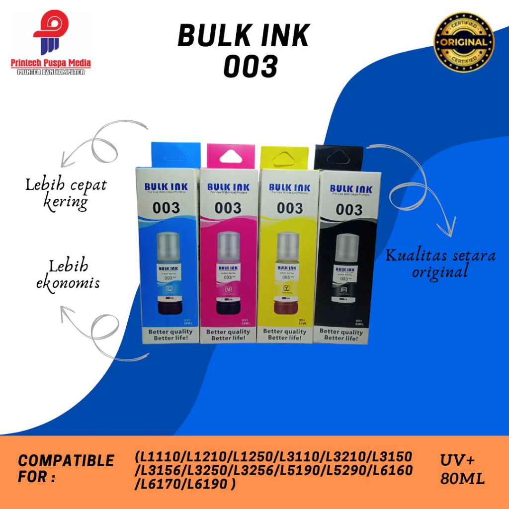 Jual Tinta Epson 003 Original L3110 L3210 L3150 L5190 L1110 L3101 L3100 ...