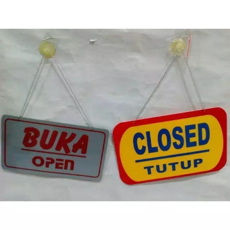 Jual Akrilik Plat Papan Open Close Buka Tutup Dengan Rantai Plat