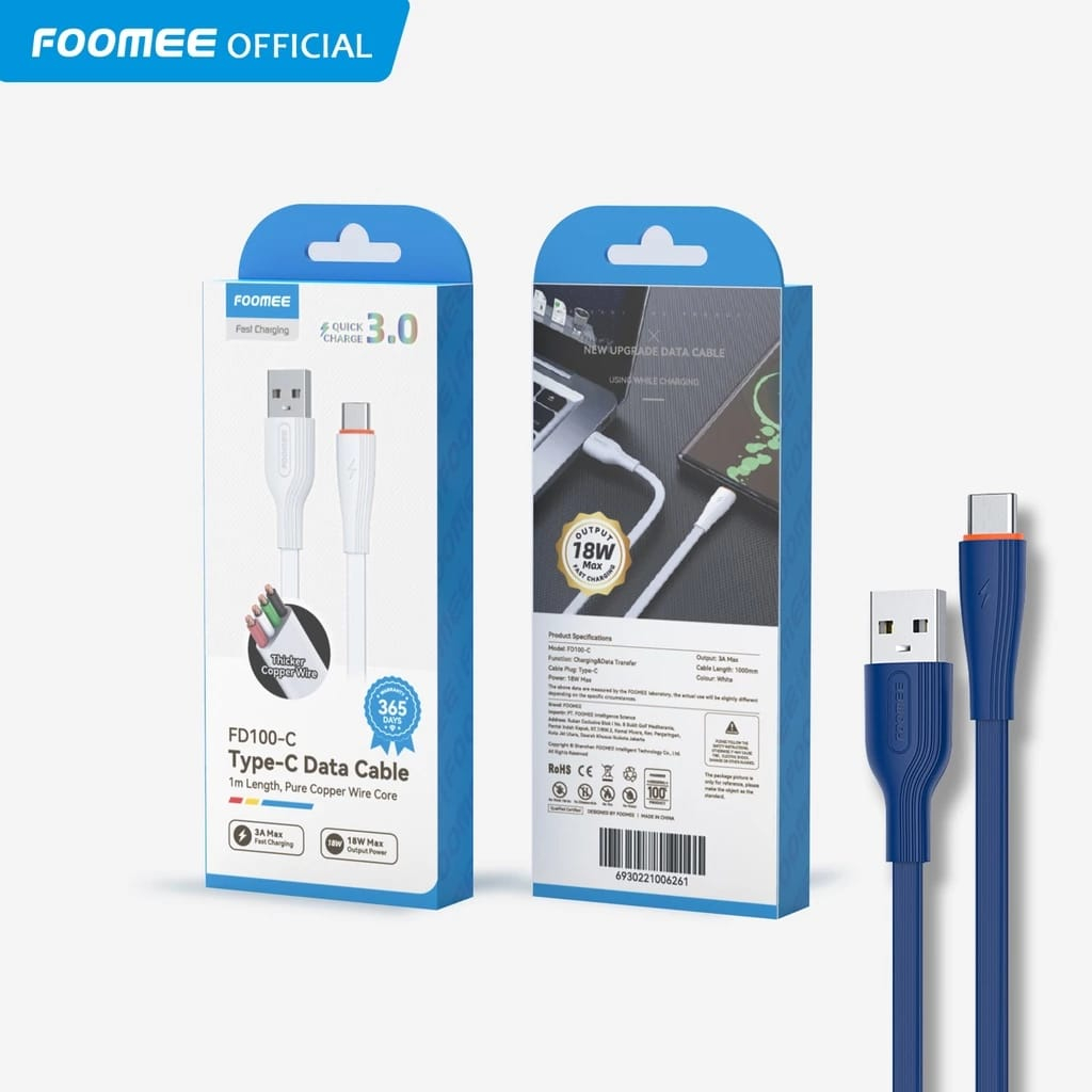 Jual Foomee FD100-L Kabel Data Lightning USB Standar 100cm Max 12W 2.4A ...