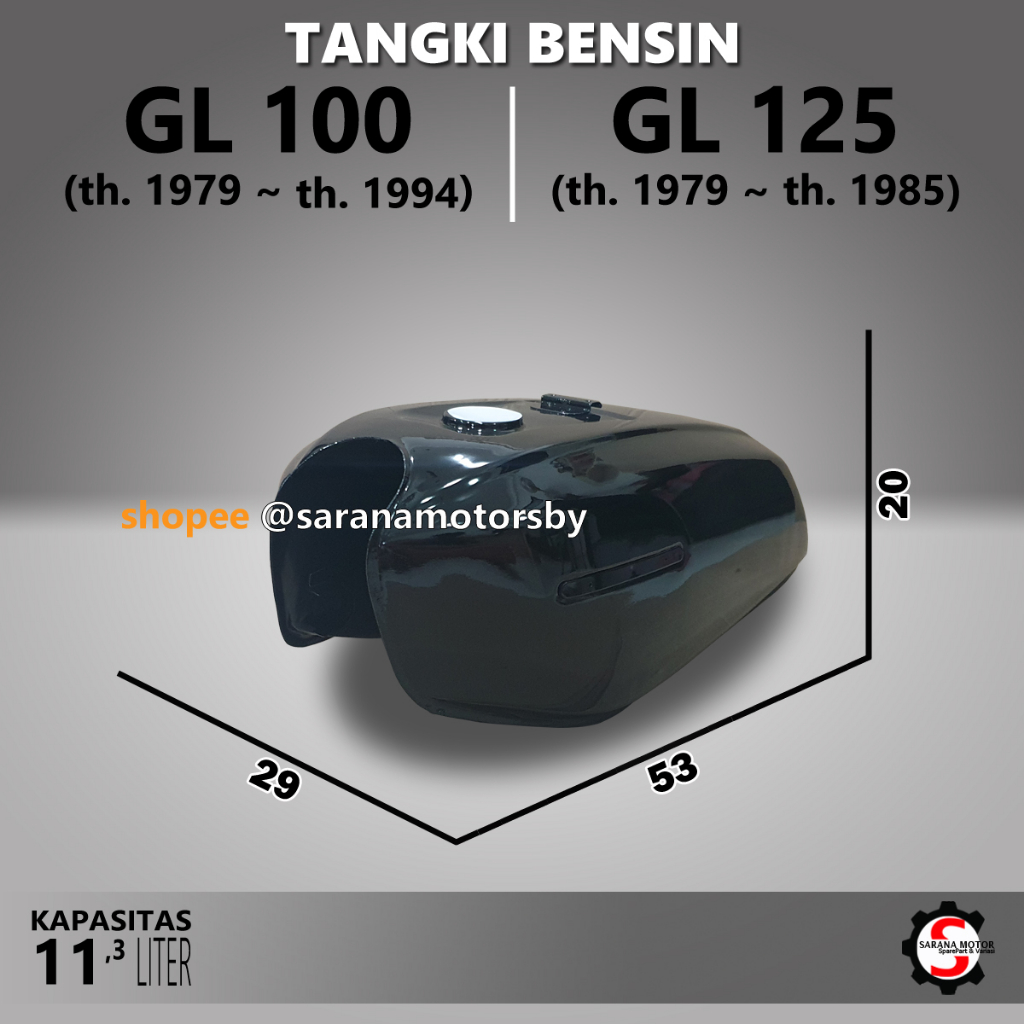 Jual Tangki Tengki Bensin Fuel Tank Honda GL 100 125 Hitam Tebal