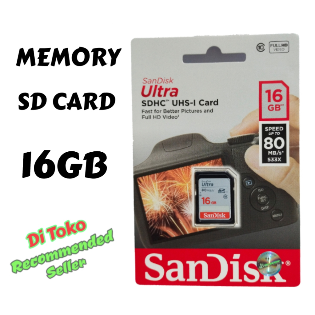 Jual Memory SD Card Sandisk HIGH SPEED 16gb 32gb 64gb For Kamera
