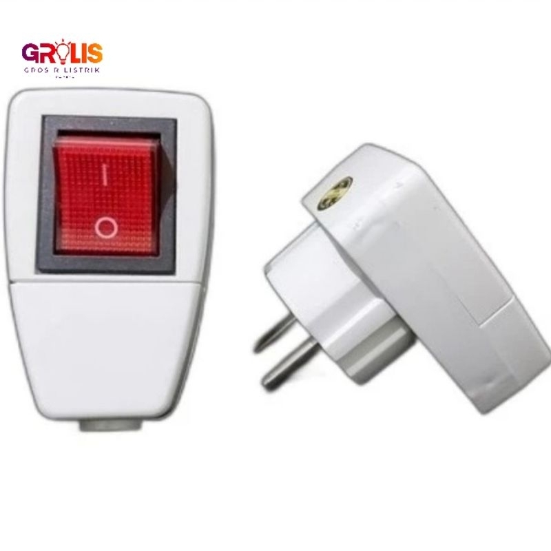 Jual Steker Arde Switch Colokan Listrik Saklar On Off Warna Putih Pin ...