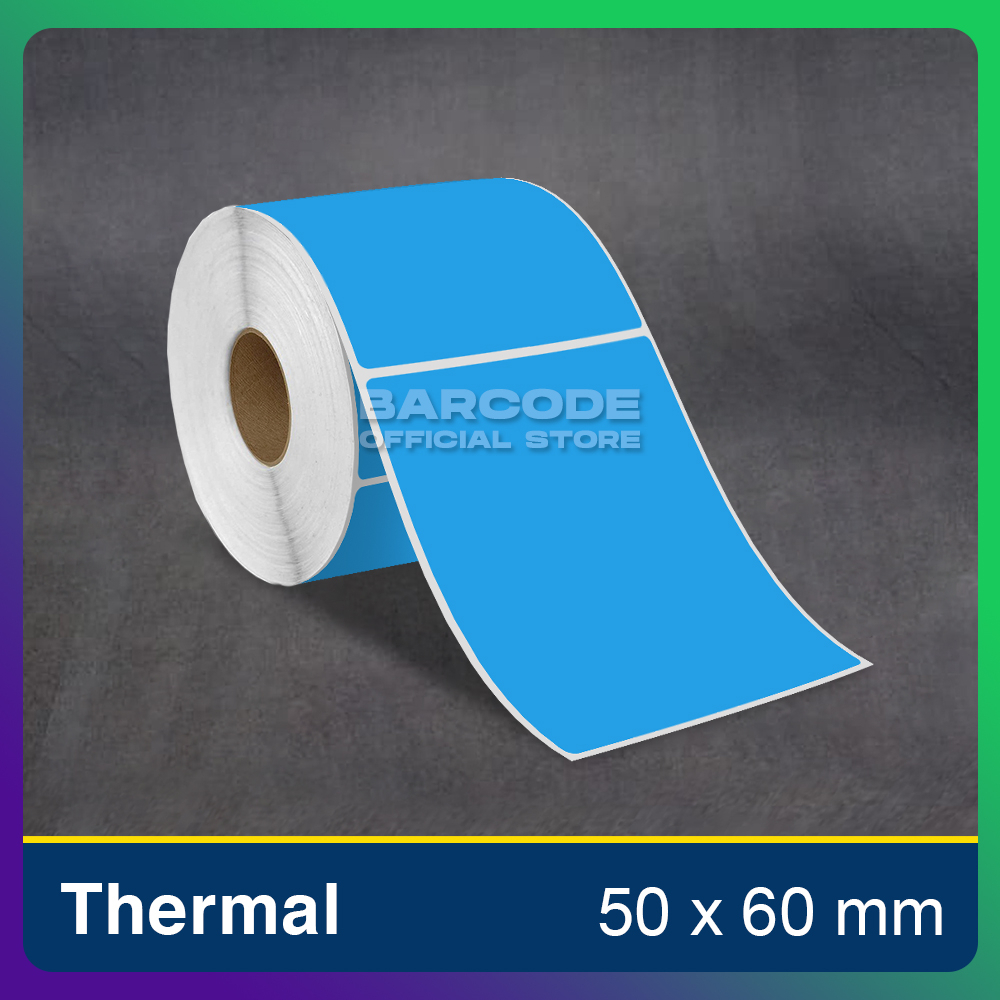 Jual Label Termal 50x60 / 50 x 60 / 50x60mm Warna Biru 1 Line 500 Pcs ...