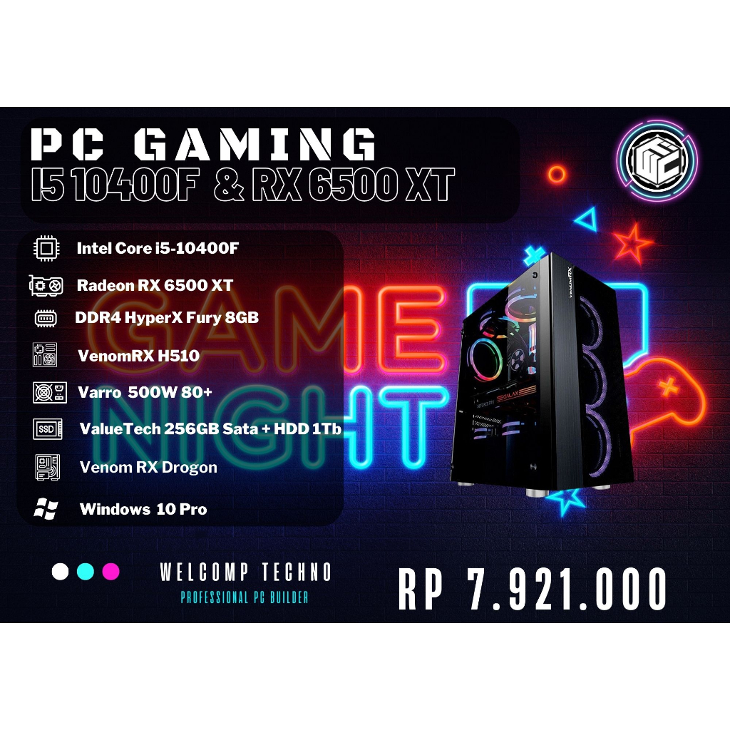 Jual Komputer PC Gaming I5 10400F / 8Gb / 256Gb / RX 6500 XT 4Gb Venom ...