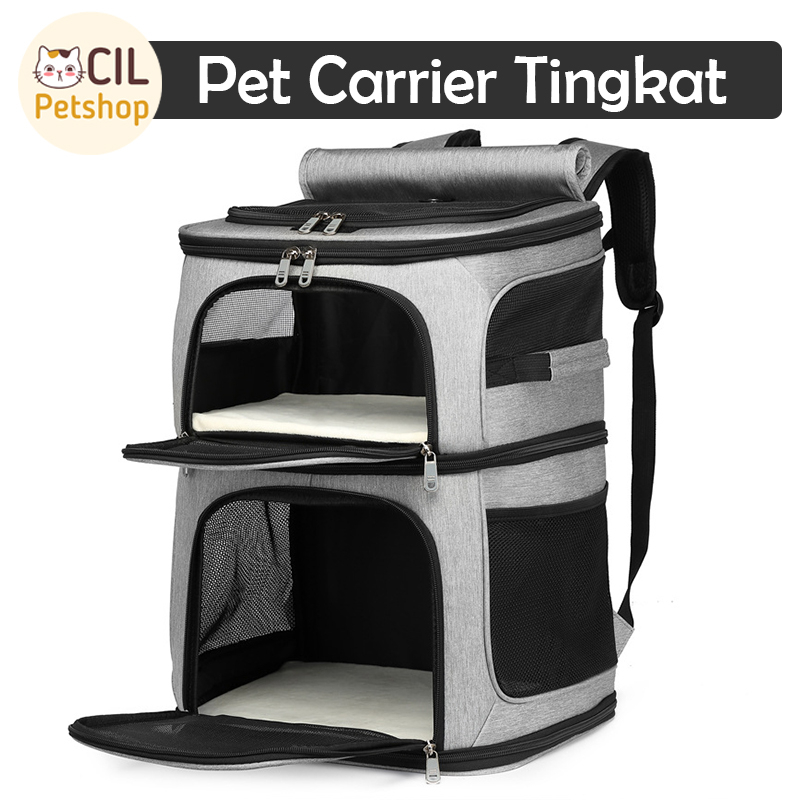 Jual Tas Ransel Kucing Backpack Tingkat Pet Cargo Carrier Double Space