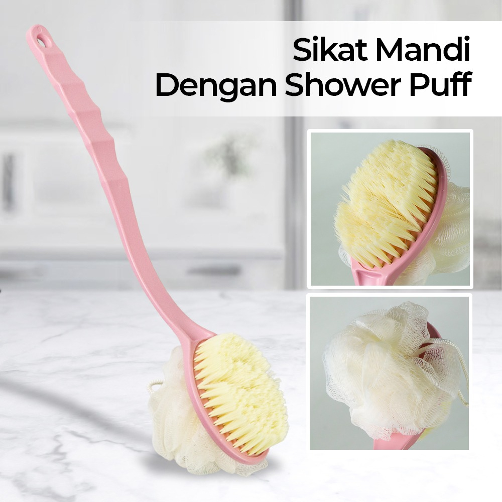 Jual Sikat Mandi Bath Brush Back Rubbing with Shower Puff / sikat mandi ...