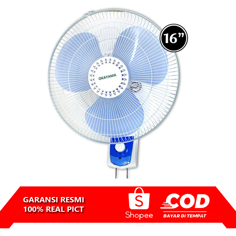 Jual KIPAS ANGIN DINDING/WALL FAN 16 INCH OKAYAMA 1603 Shopee Indonesia