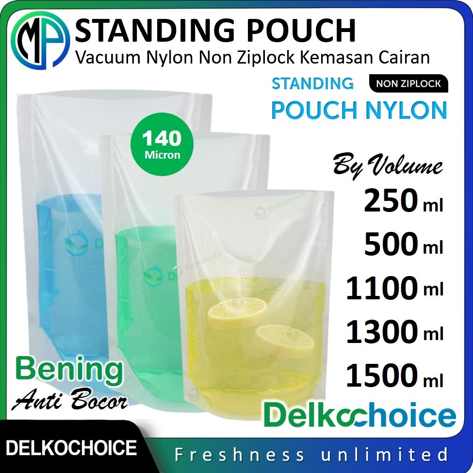 Jual Kemasan Standing Pouch Vacuum Vacum Nylon Non Ziplock Warna Bening Kemasan Cairan Nilon 