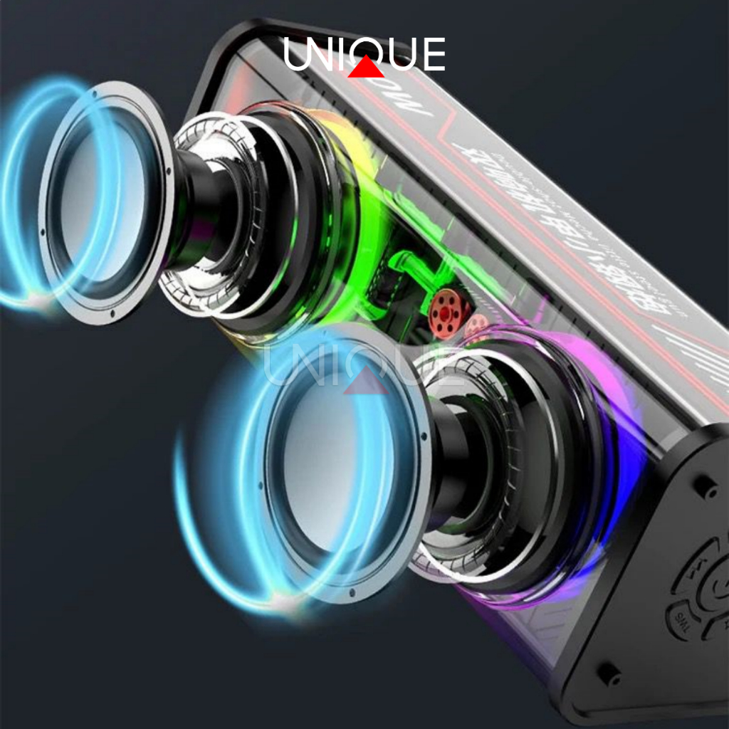 Jual UNIQUE - SPEAKER BLUETOOTH TRANSPARANT LED RGB SUBWOOFER MEGABASS ...