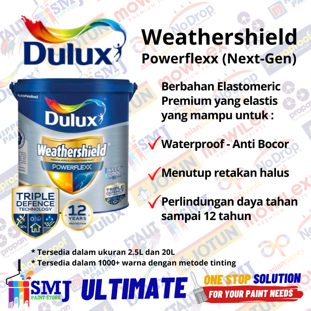 Jual Cat Tembok Eksterior Dulux Weathershield Powerflexx Warna Tinting