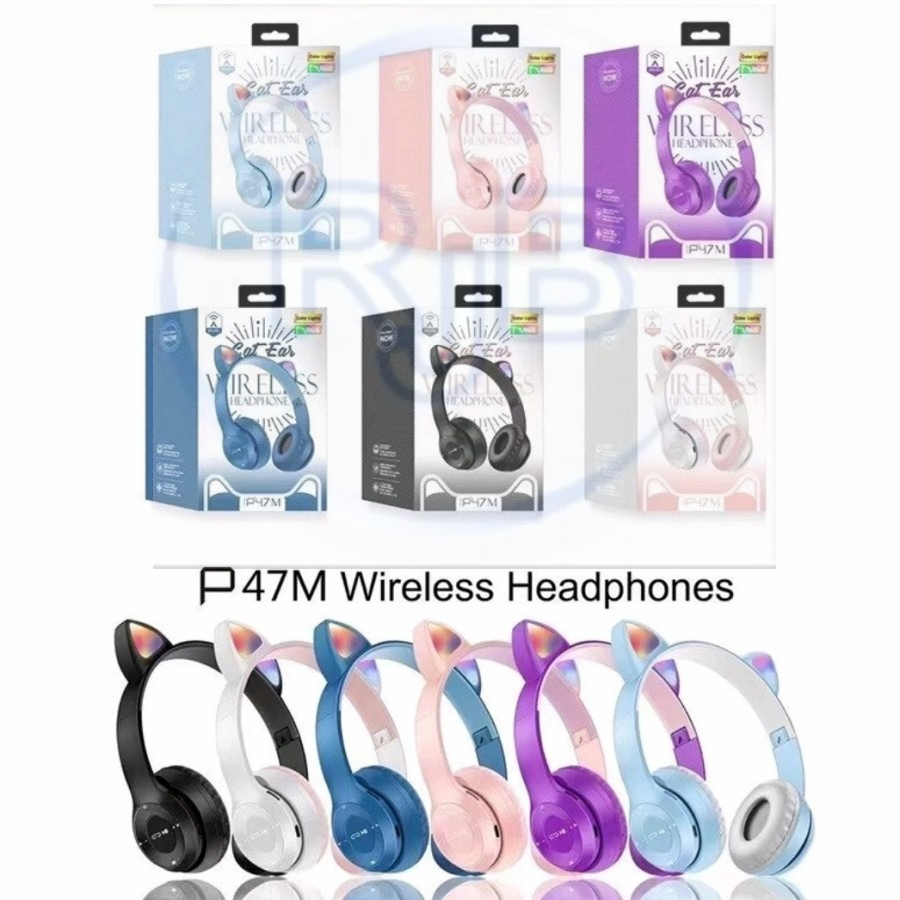 Jual P47M WIRELESS HEADPHONES BLUETOOTH LED CAT EARS Shopee Indonesia
