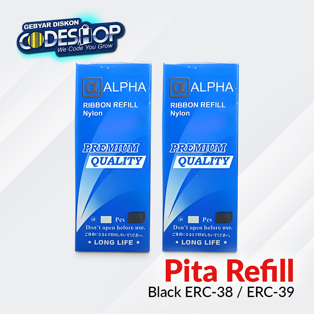 Jual Alpha Refill Pita ERC-38 ERC-39 Black Hitam Panjang 5 Meter ...