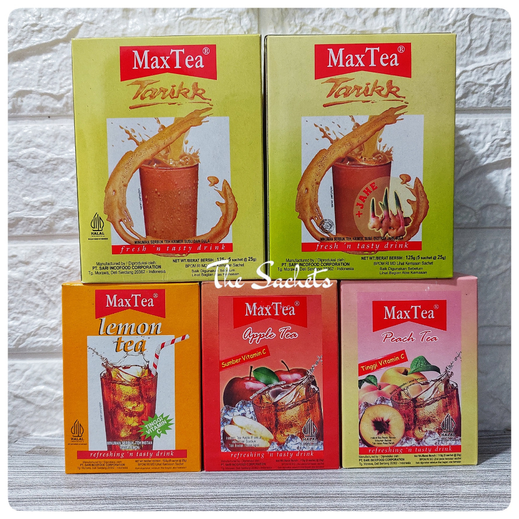 Jual MaxTea Tarik Jahe Lemon Peach Apple Tea Sachet | Shopee Indonesia