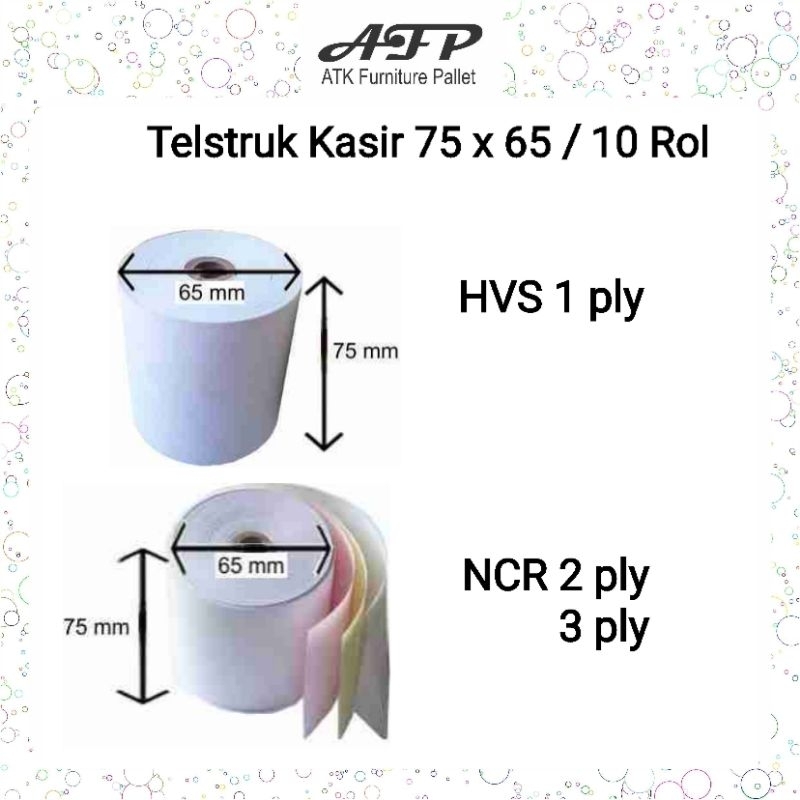 Jual Kertas Telstruk 75 X 65 Hvs Ncr 1 2 3 Ply Kasir Register Shopee