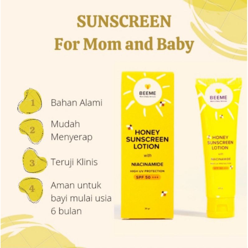 Jual Beeme Honey Sunscreen Lotion with Niacinamide SPF 50+++ 20gram