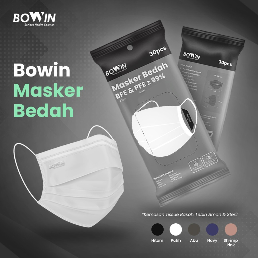 Jual Bowin Masker Bedah BFE PFE 99% (Masker Medis / Surgical ...
