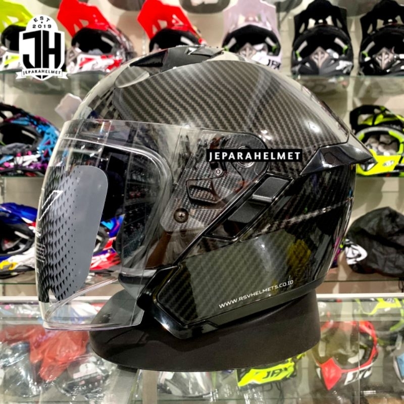 Jual Helm Half Face RSV SV 300 Double Visor Motif Carbon Karbon Glossy