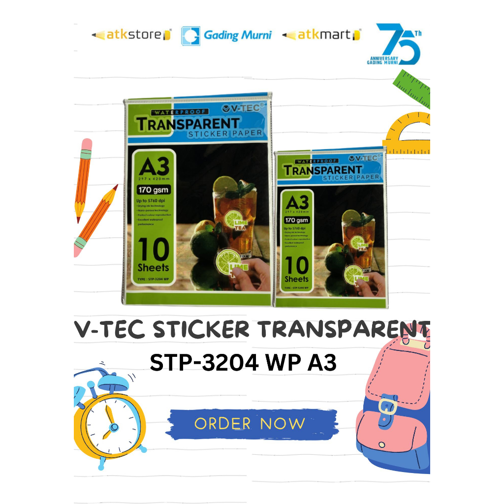 Jual KERTAS STICKER TRANSPARAN // WATERPROOF STICKER PAPER A3 170 GSM V ...