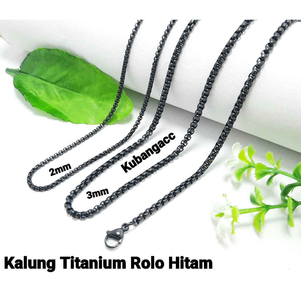 Jual Kalung Pria Wanita Titanium Hitam Anti Karat Model Rolo Rantai ...