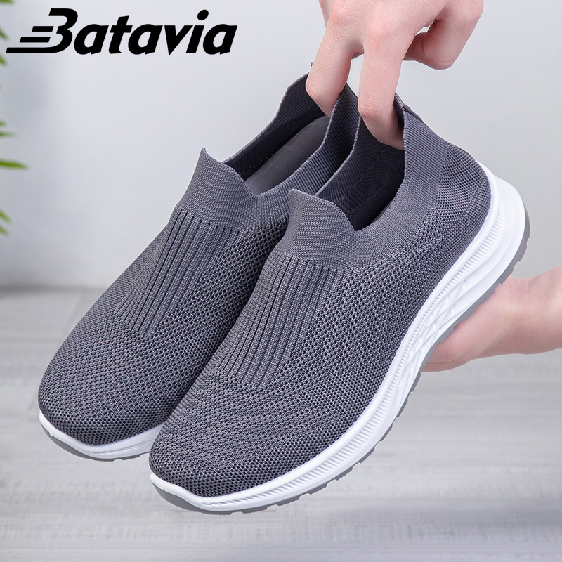 Jual Batavia Grosir Sepatu Kanvas Pria Rajut Sepatu Pria Sepatu Tanpa Tali Hitam Sepatu Pria