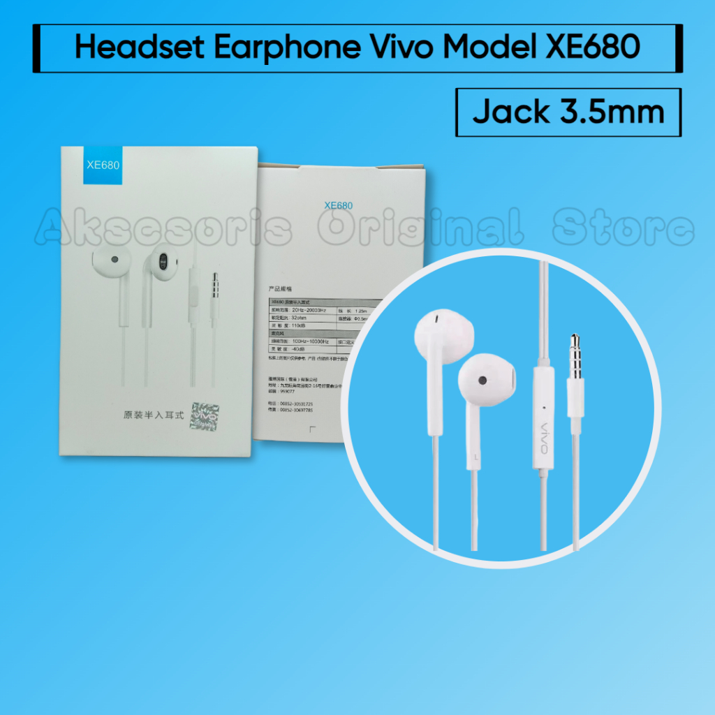 Jual Headset Earphone VIVO ORIGINAL 100 Y30 Y30i Y50 Vivo ORI