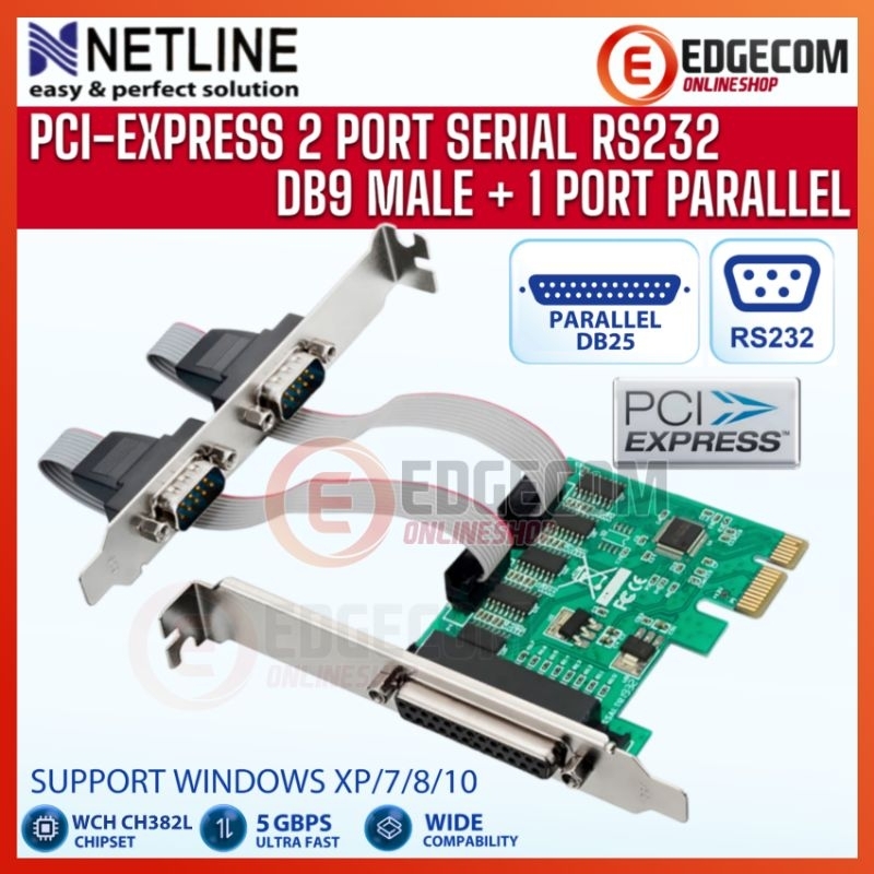Jual PCI Express 1 Parallel + 2 Serial RS232 Port I/O Card Netline ...
