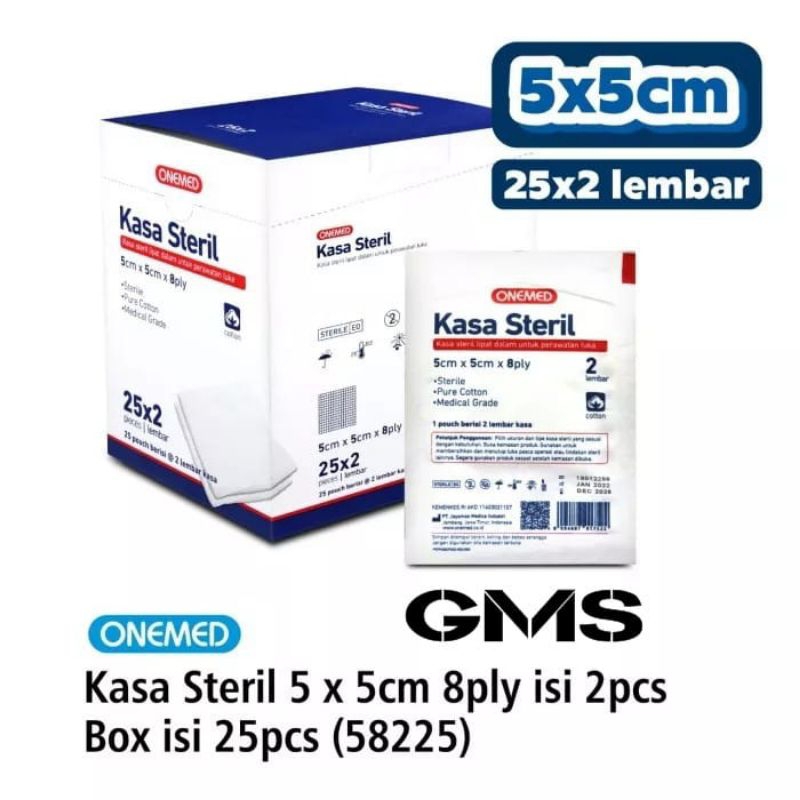 Jual ONEMED Kasa Steril 5 x 5 CM 8 ply isi 2 pcs Per Box isi 25 Pcs ...