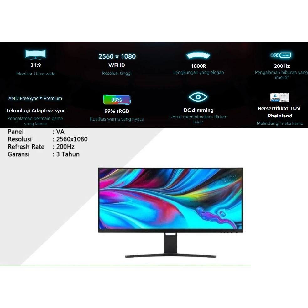 Jual LED Monitor Xiaomi Mi Curved Gaming Monitor 30 inch WFHD 200Hz ...