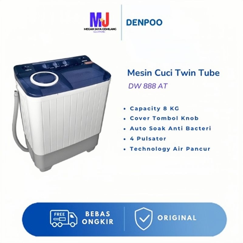 Jual Mesin Cuci 2 Tabung 8Kg Denpoo Hemat Listrik - DW 888 AT | Shopee ...