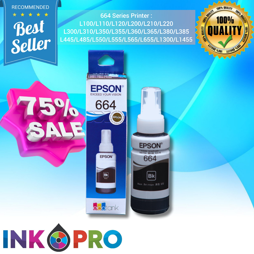 Jual Tinta Epson 664 Premium Untuk Printer Series L100 L110 L120 L200 L210 L220 L300 L310 L350