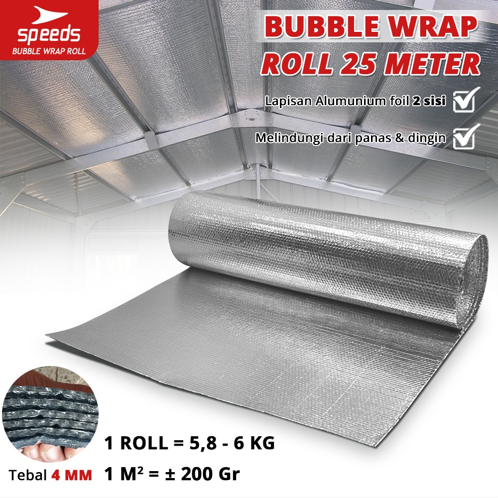 Jual SPEEDS Bubble Wrap Aluminum Foil Roll Insulasi Atap Peredam Panas ...