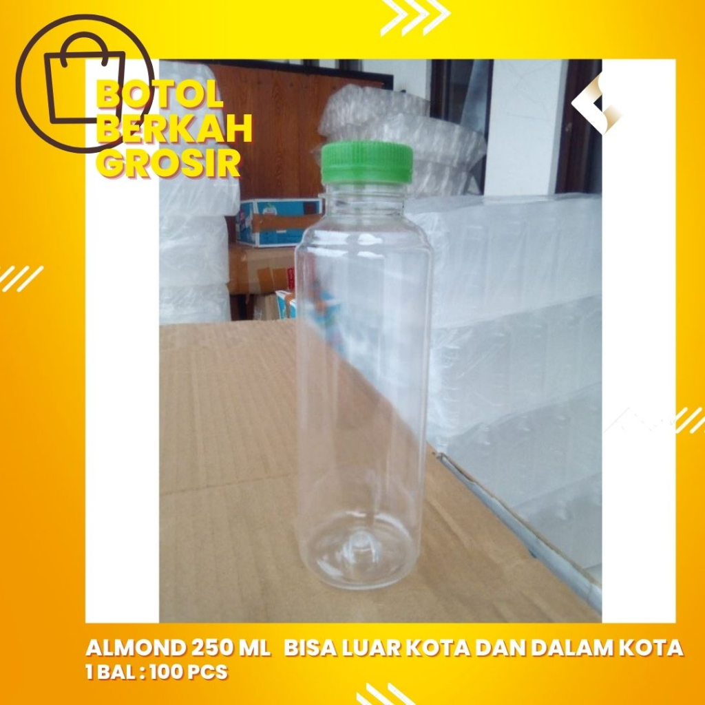 Jual Botol Almond 250 ml. Botol Plastik 250 ml - Hitam | Shopee Indonesia