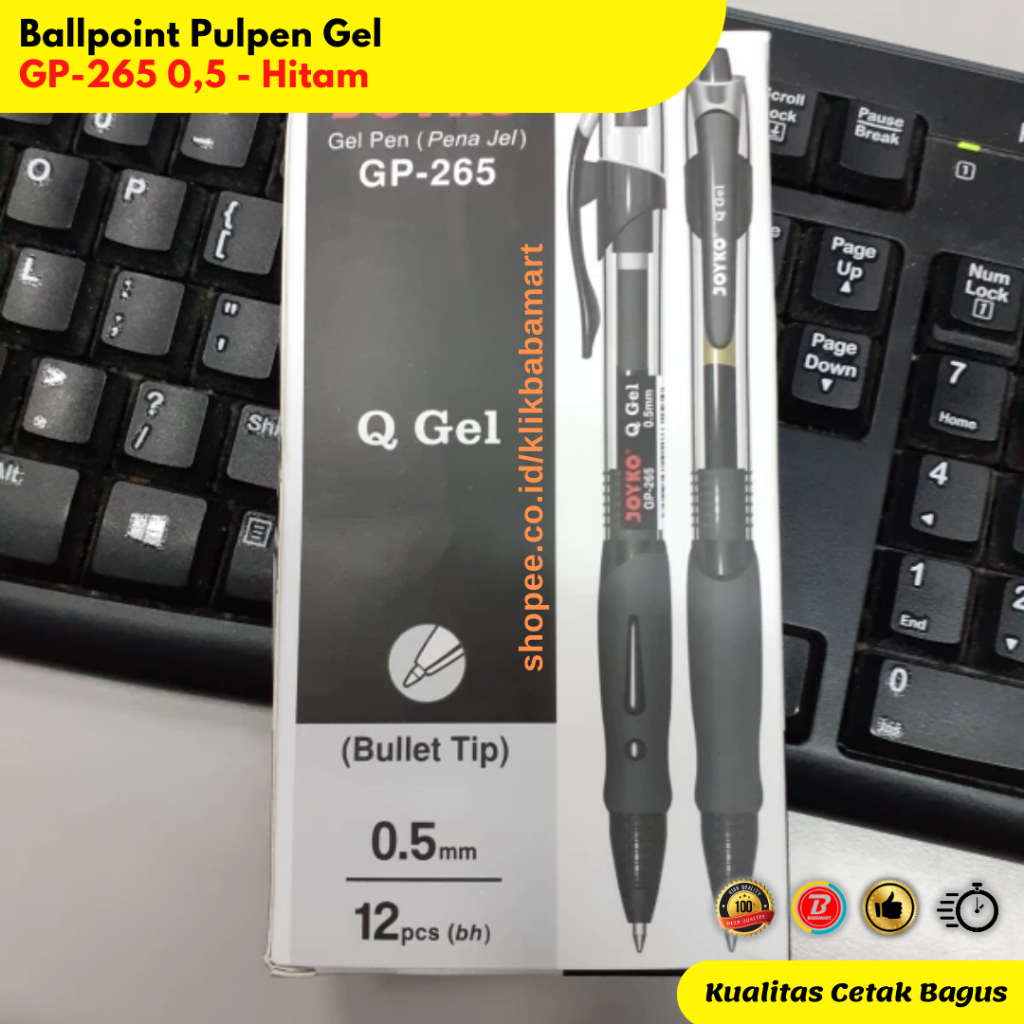 Jual Ballpoint Pulpen Gel GP-265 0,5 - Hitam | Shopee Indonesia