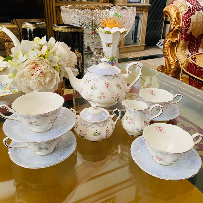 Jual Tea Pot Set Creamer Sugar Tea Cup Saucer Saint James Linen flower