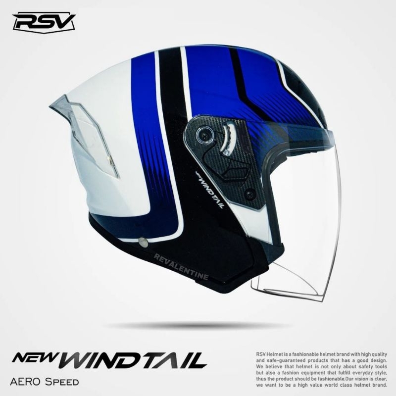 Jual RSV WINDTAIL CARBON ORIGINAL Helm Half Face Wind Tail Motif