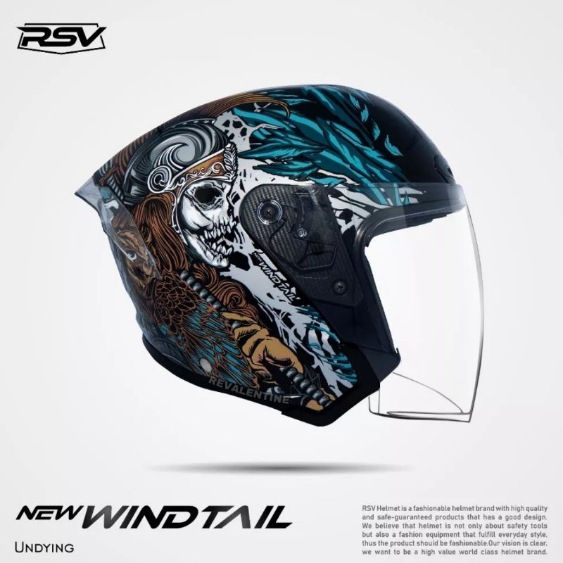 Jual RSV WINDTAIL CARBON ORIGINAL Helm Half Face Wind Tail Motif
