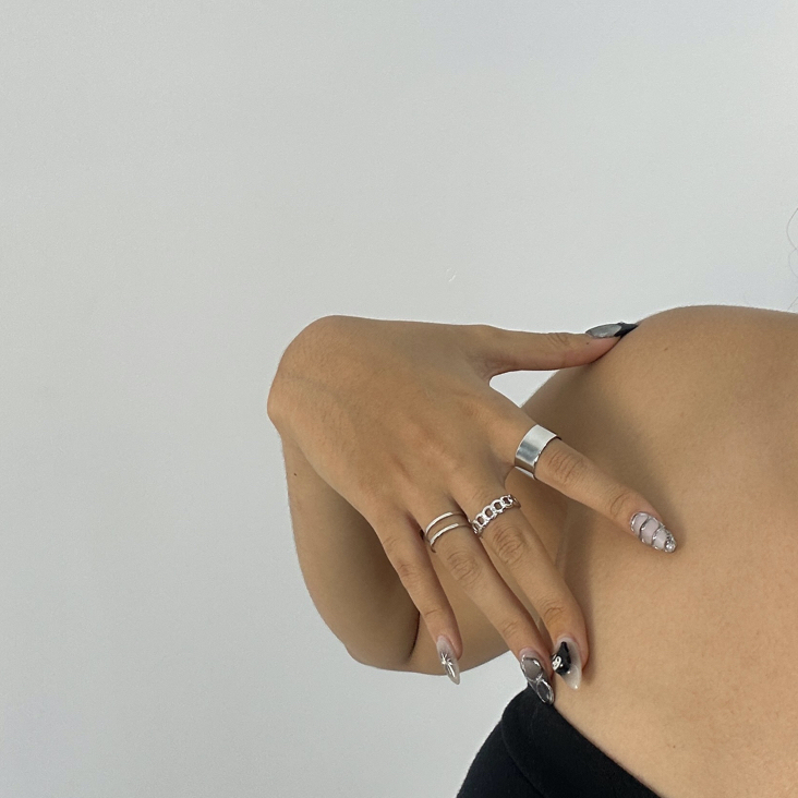 Jual With Love, Silver Ring Set Y2K Aesthetic | Cincin Y2K | Set Cincin ...