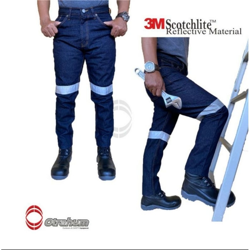 Jual OTRAHUM Celana Kerja Lapangan Blue Navy Black Jeans Safety with